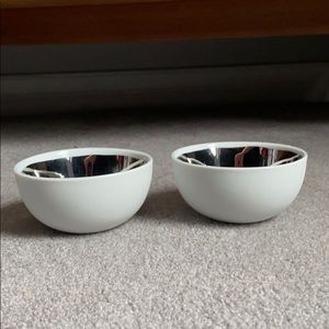 Pair of Dauville Porcelain Platinum Glazed Bowls